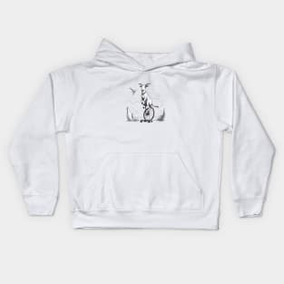 Goat on a unicycle Kids Hoodie